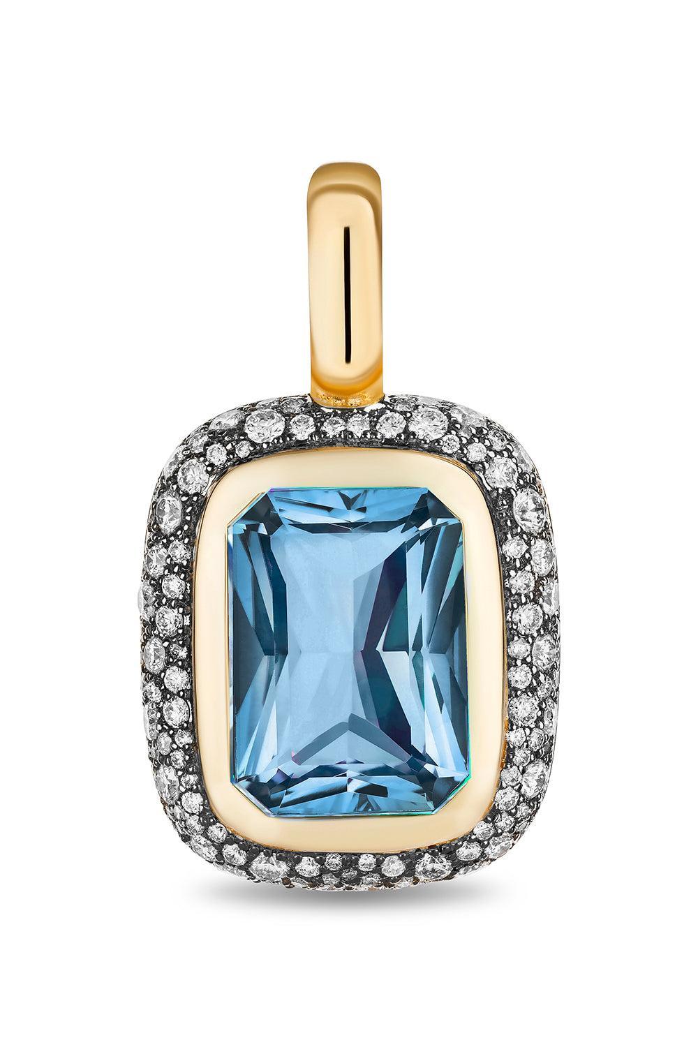 Blue Topaz Floret Pendant-YELLOW GOLD-JEWELRYFINE JEWELPENDANT-MASON & BOOKS