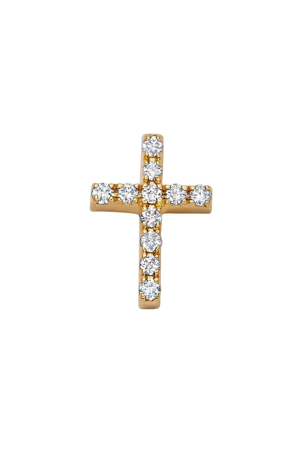 Diamond Cross Charm-YELLOW GOLD-JEWELRYFINE JEWELPENDANT-LOQUET