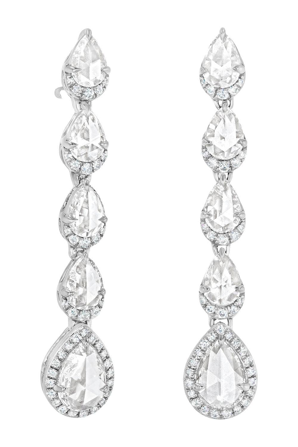 Diamond Five Scallop Drop Earrings-WHITE GOLD-JEWELRYFINE JEWELEARRING-64 FACETS