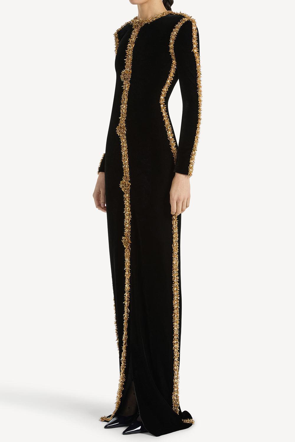 Embellished Detail Bodycon Dress-BLACK-38-CLOTHINGDRESSEVENING-BALMAIN