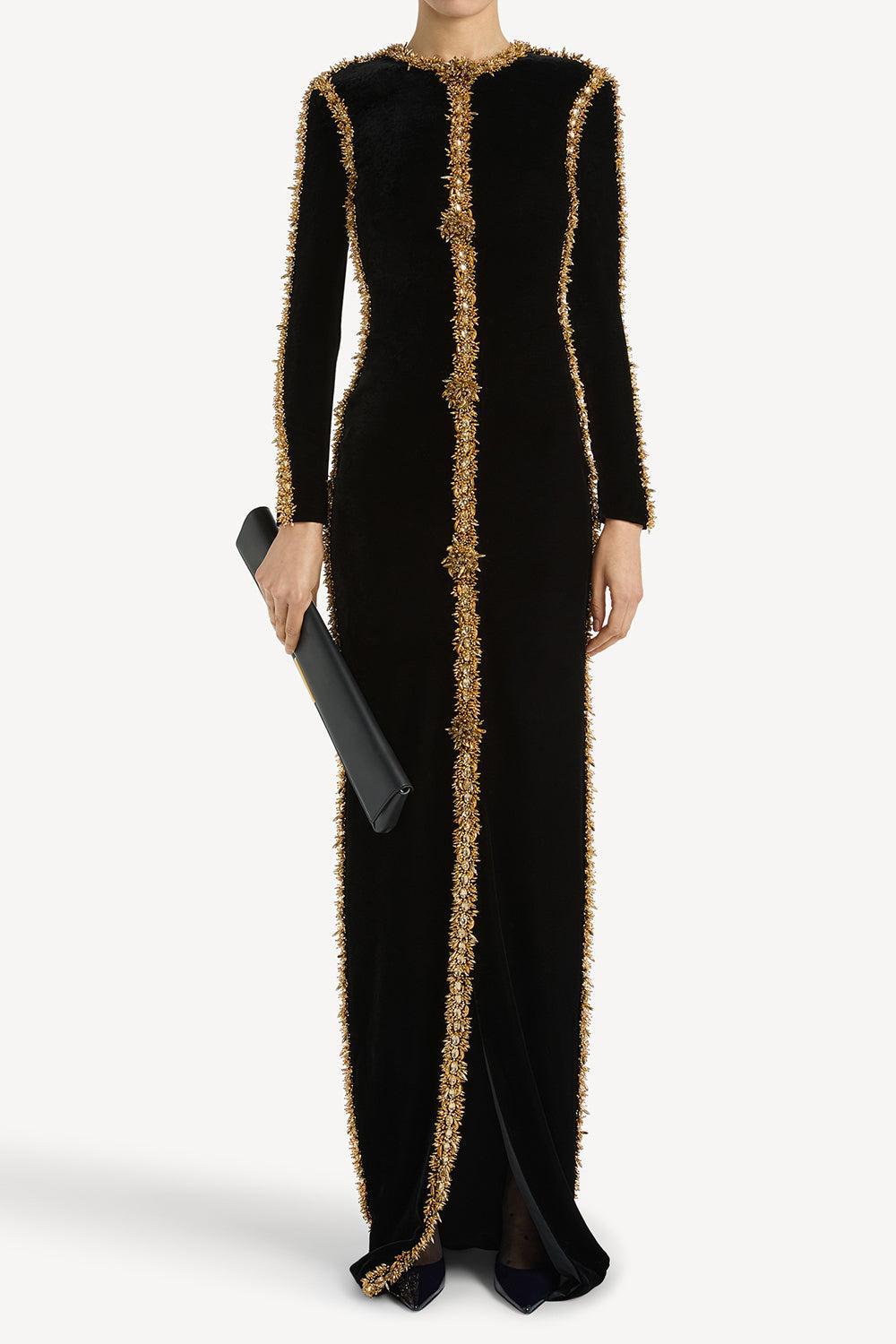 Embellished Detail Bodycon Dress-BLACK-38-CLOTHINGDRESSEVENING-BALMAIN