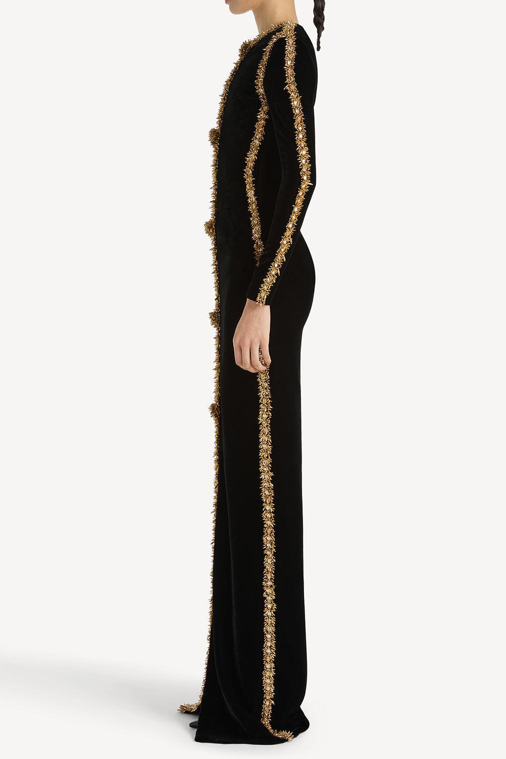 Embellished Detail Bodycon Dress-BLACK-38-CLOTHINGDRESSEVENING-BALMAIN