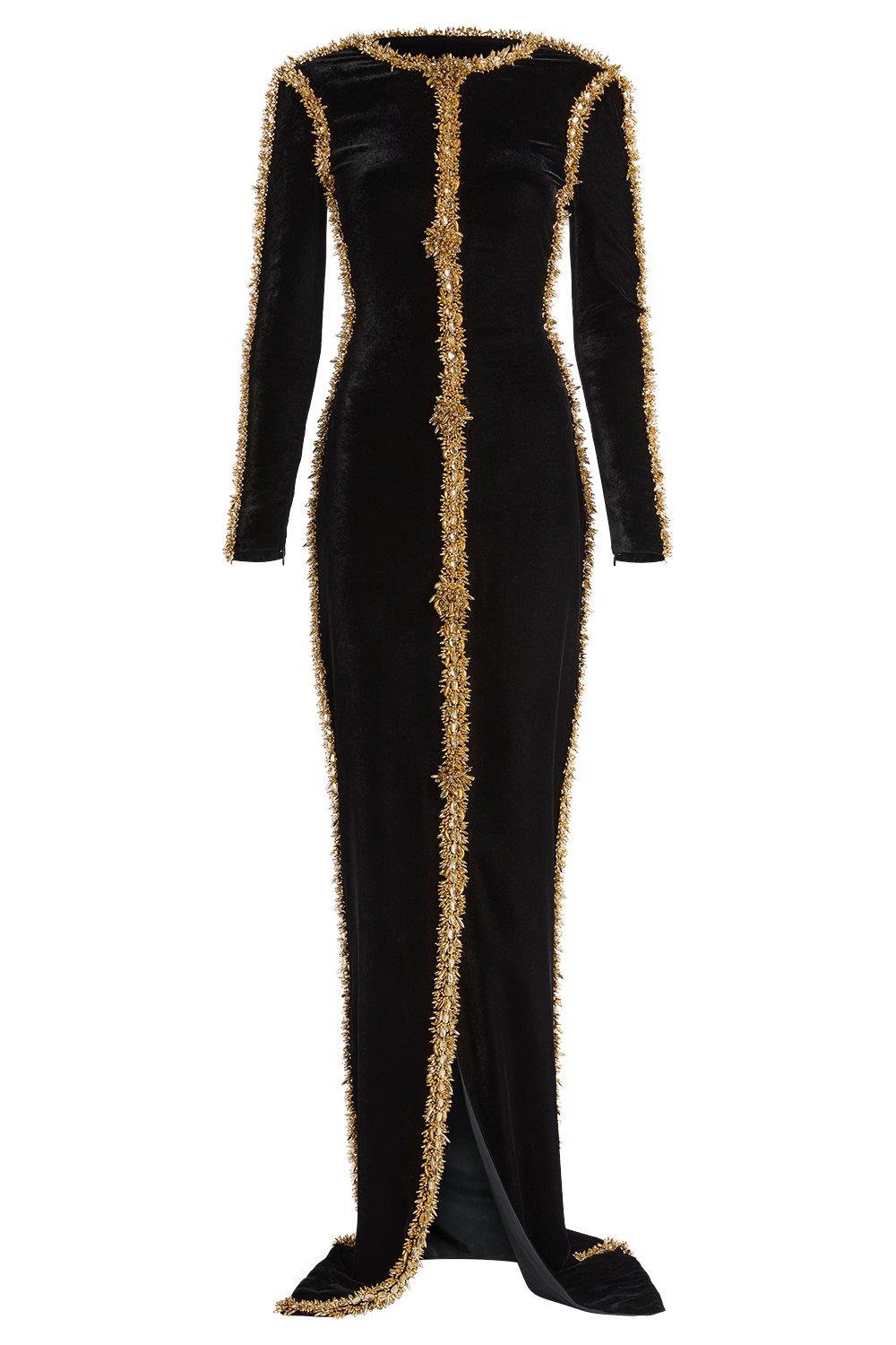 Embellished Detail Bodycon Dress-BLACK-38-CLOTHINGDRESSEVENING-BALMAIN
