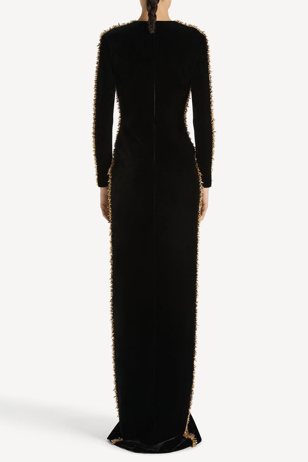 Embellished Detail Bodycon Dress-BLACK-38-CLOTHINGDRESSEVENING-BALMAIN