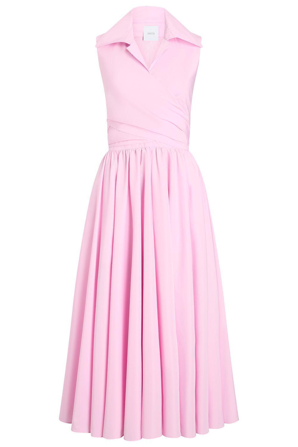 Draped Midi Dress-PINK-36-CLOTHINGDRESSCASUAL-PATOU