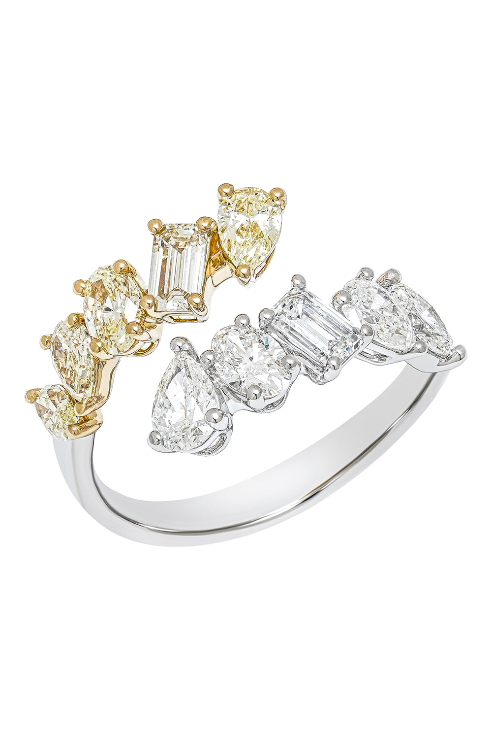  Yellow White Diamond Open Ring - 1.8ct-WHITE GOLD-7.5-JEWELRYFINE JEWELRING-ARZANO 
