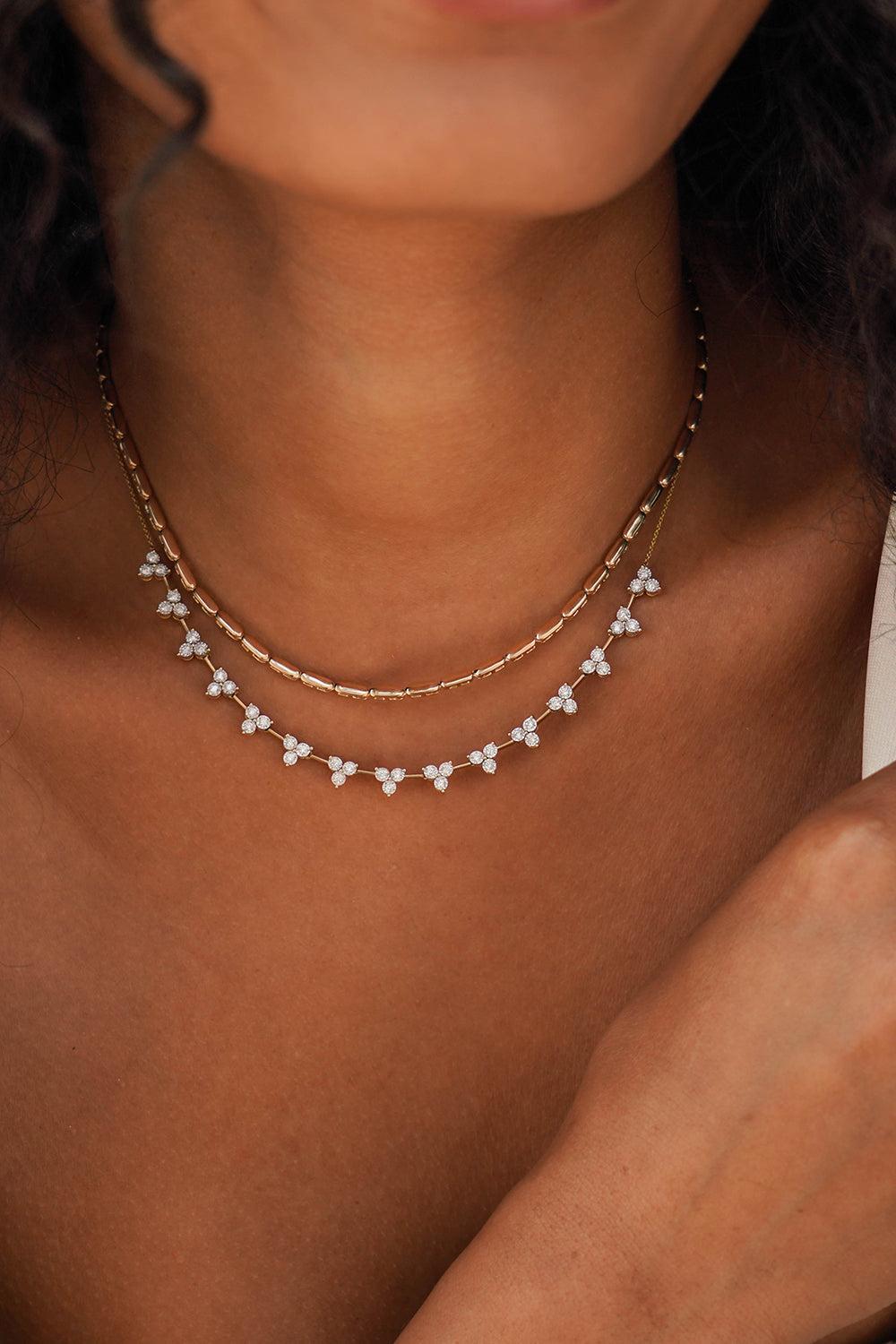 Diamond Ava Bea Trio Tennis Necklace-YELLOW GOLD-JEWELRYFINE JEWELNECKLACE O-DANA REBECCA DESIGNS