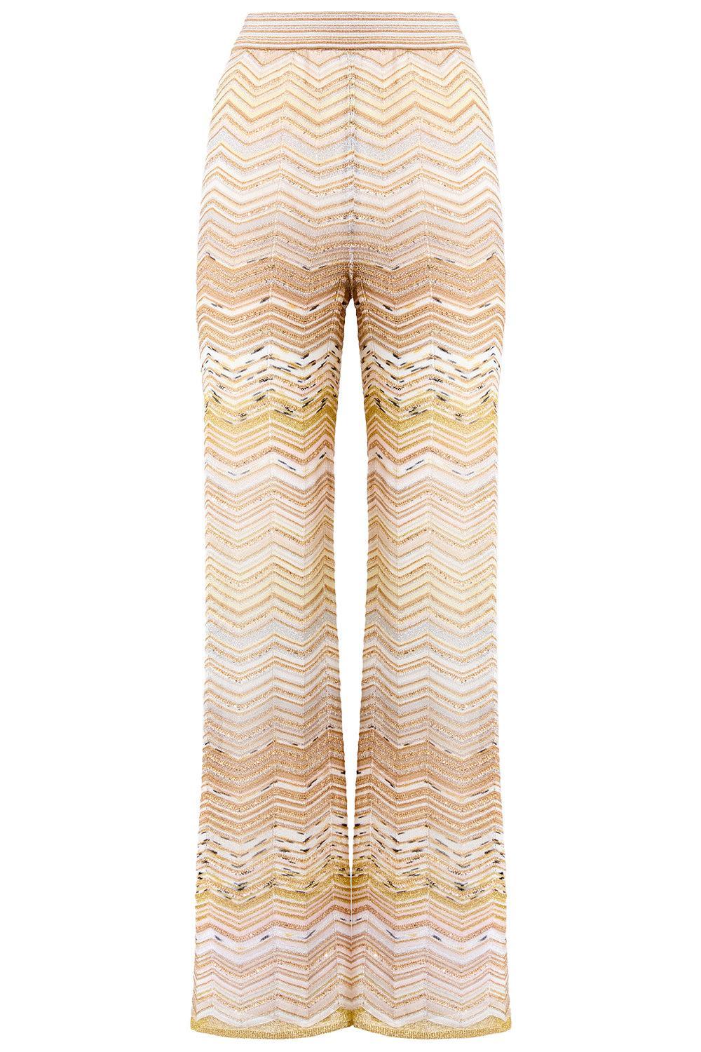 Wide Leg Knit Trousers - Gold-LTGLDMLT-38-CLOTHINGPANTWIDE LEG-MISSONI
