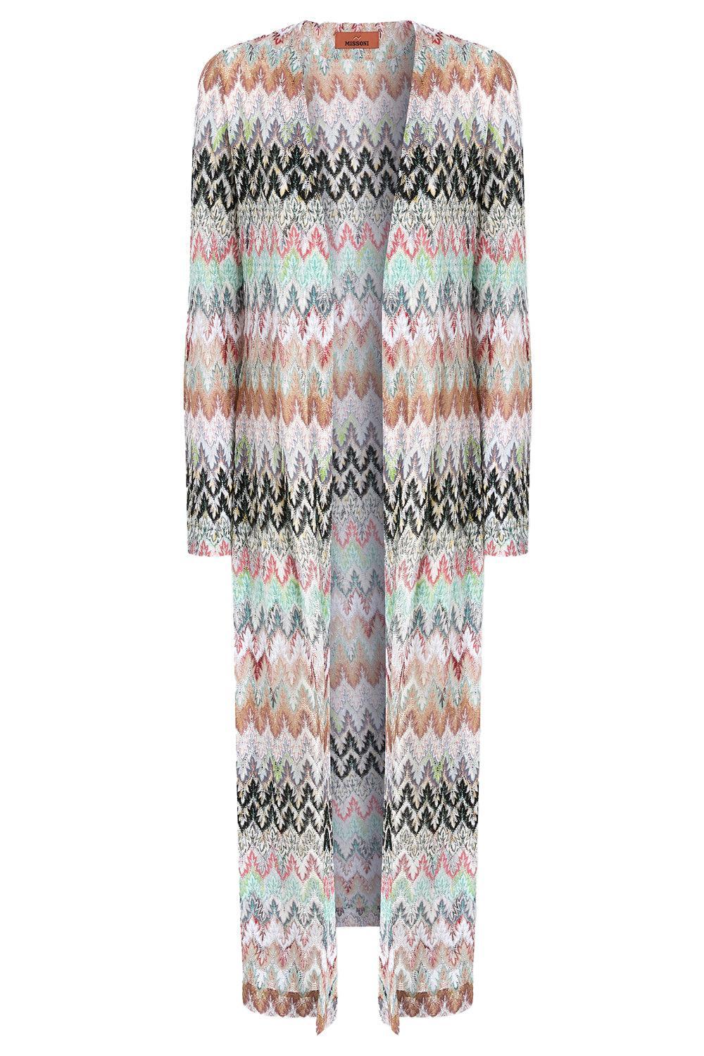 Long Knit Cardigan - White Pink Blue-WHPKLBLU-38-CLOTHINGTOPCARDIGAN-MISSONI