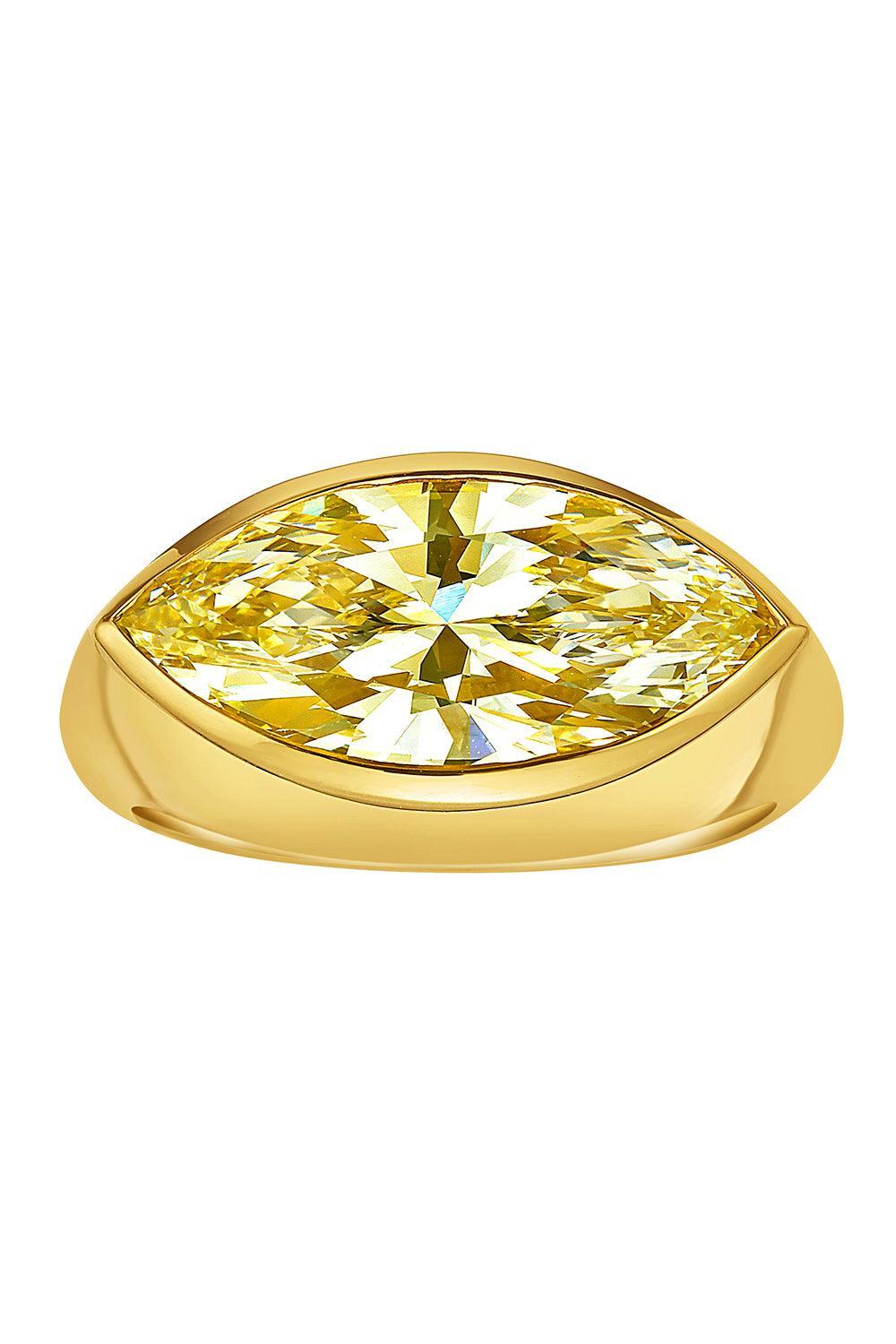 Yellow Diamond Bezel Ring-YELLOW GOLD-6-JEWELRYFINE JEWELRING-RARE COLORS BY NAMDAR
