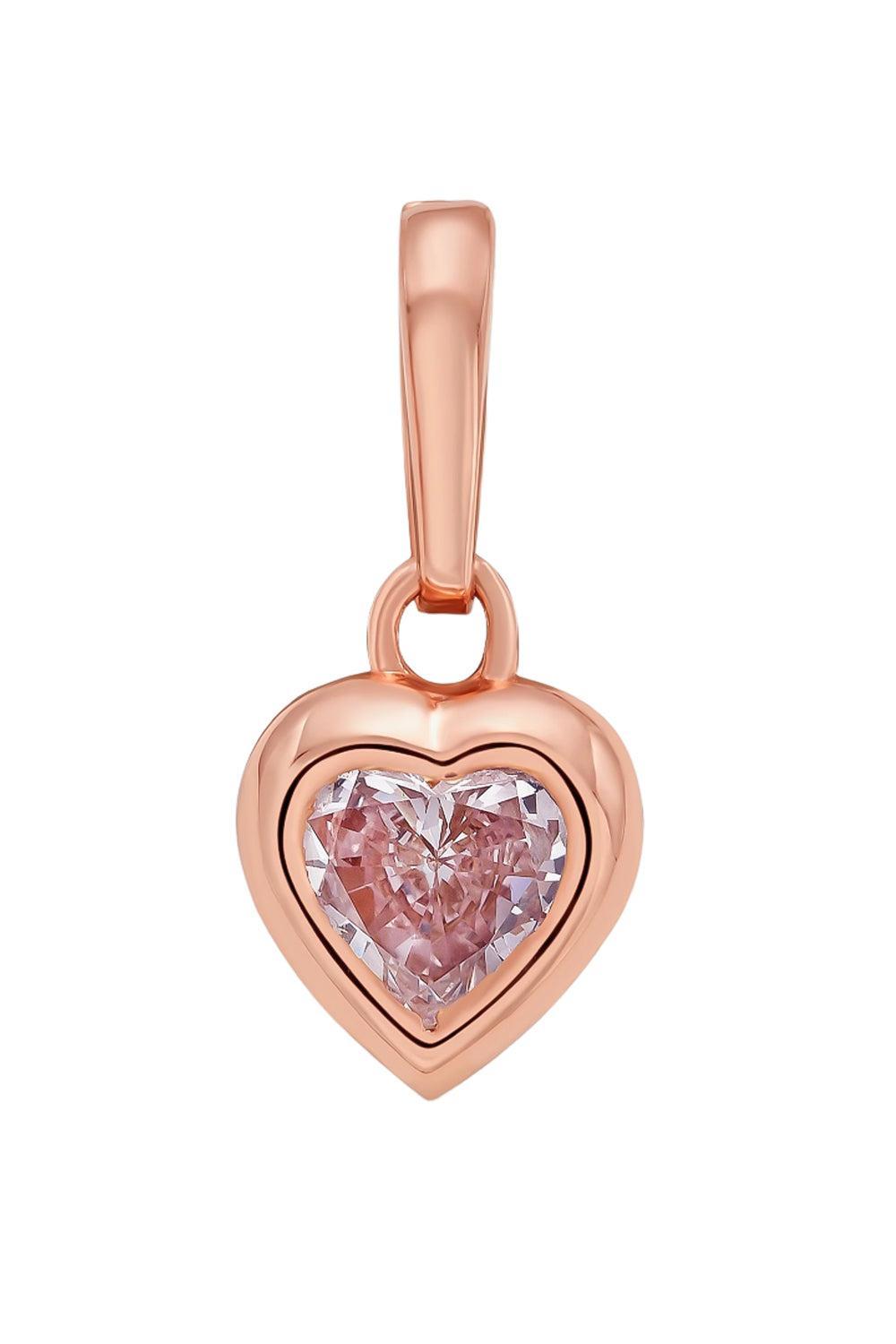 Diamond Bezel Set Heart Pendant Necklace-ROSE GOLD-16/18-JEWELRYFINE JEWELNECKLACE O-RARE COLORS BY NAMDAR