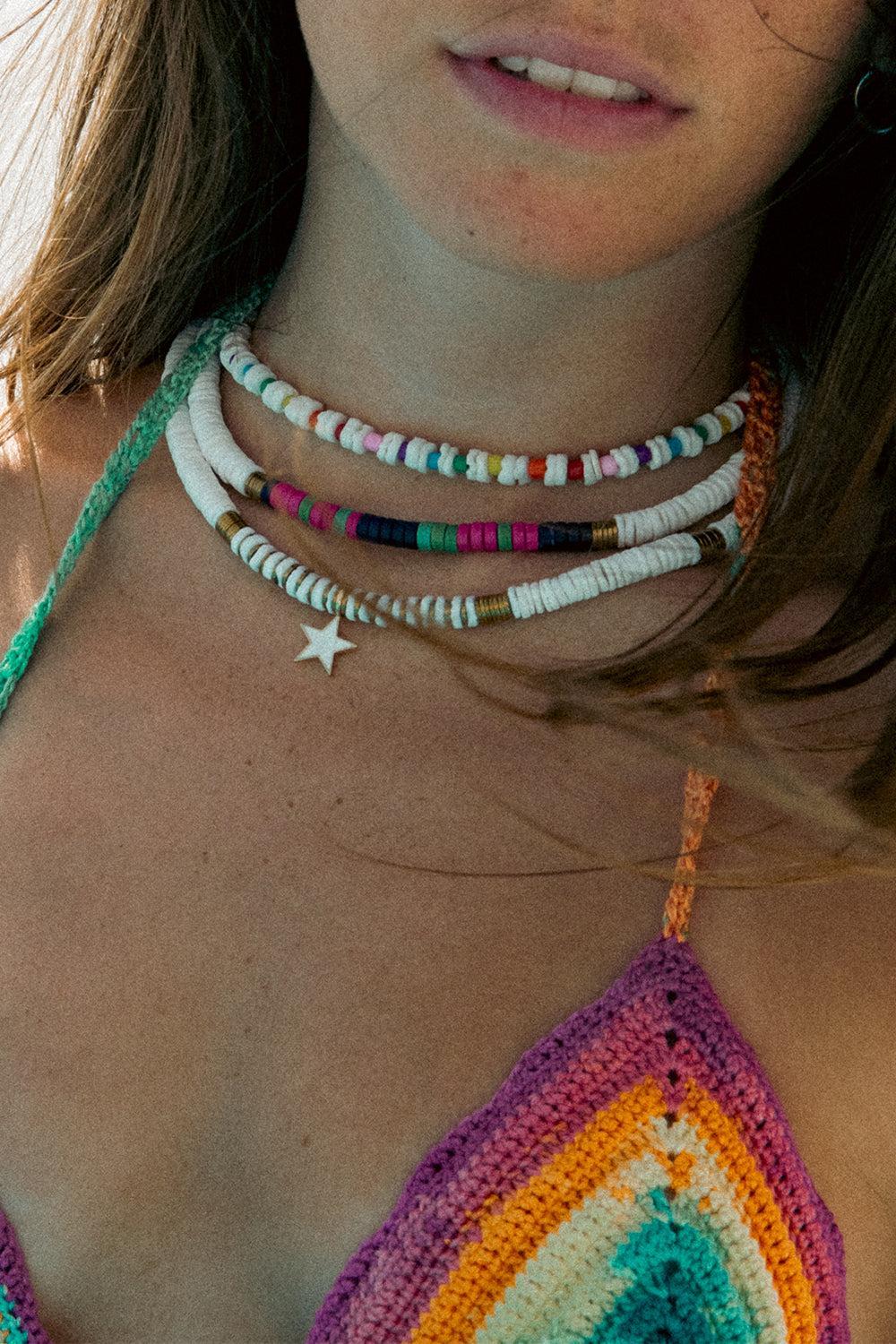 White Pink Green Purple Beaded Necklace-WHTE-JEWELRYBOUTIQUENECKLACE O-HIJAS DE PUKA