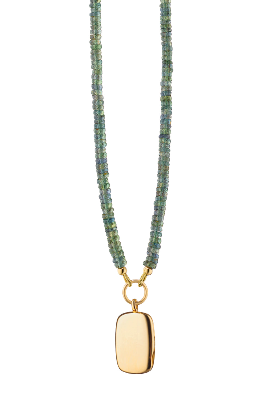 Green Sapphire Strand  Slim Britt Locket Necklace