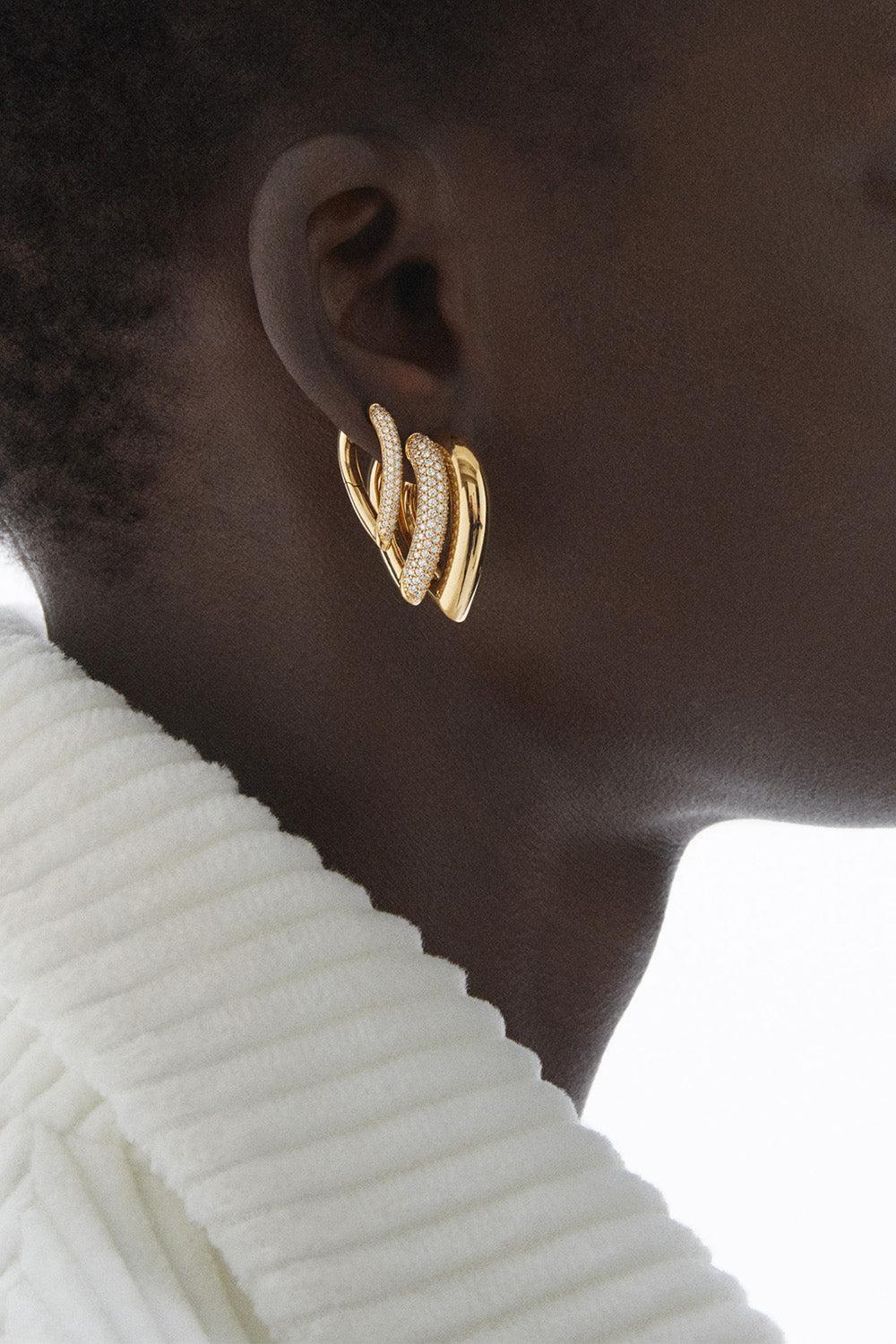 Diamond Pave Medium Drop Link Earrings-YELLOW GOLD-JEWELRYFINE JEWELEARRING-ENGELBERT 1920