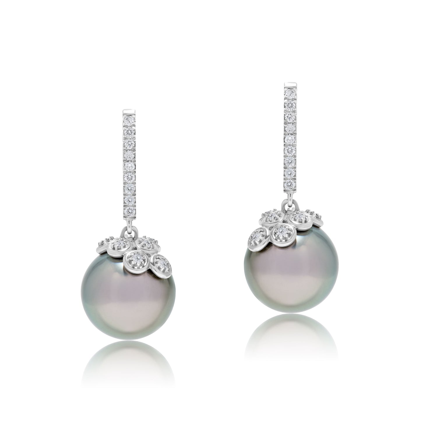 Tahitian Pearl Diamond Drop Earrings-WHITE GOLD-JEWELRYFINE JEWELEARRING-ANDREOLI