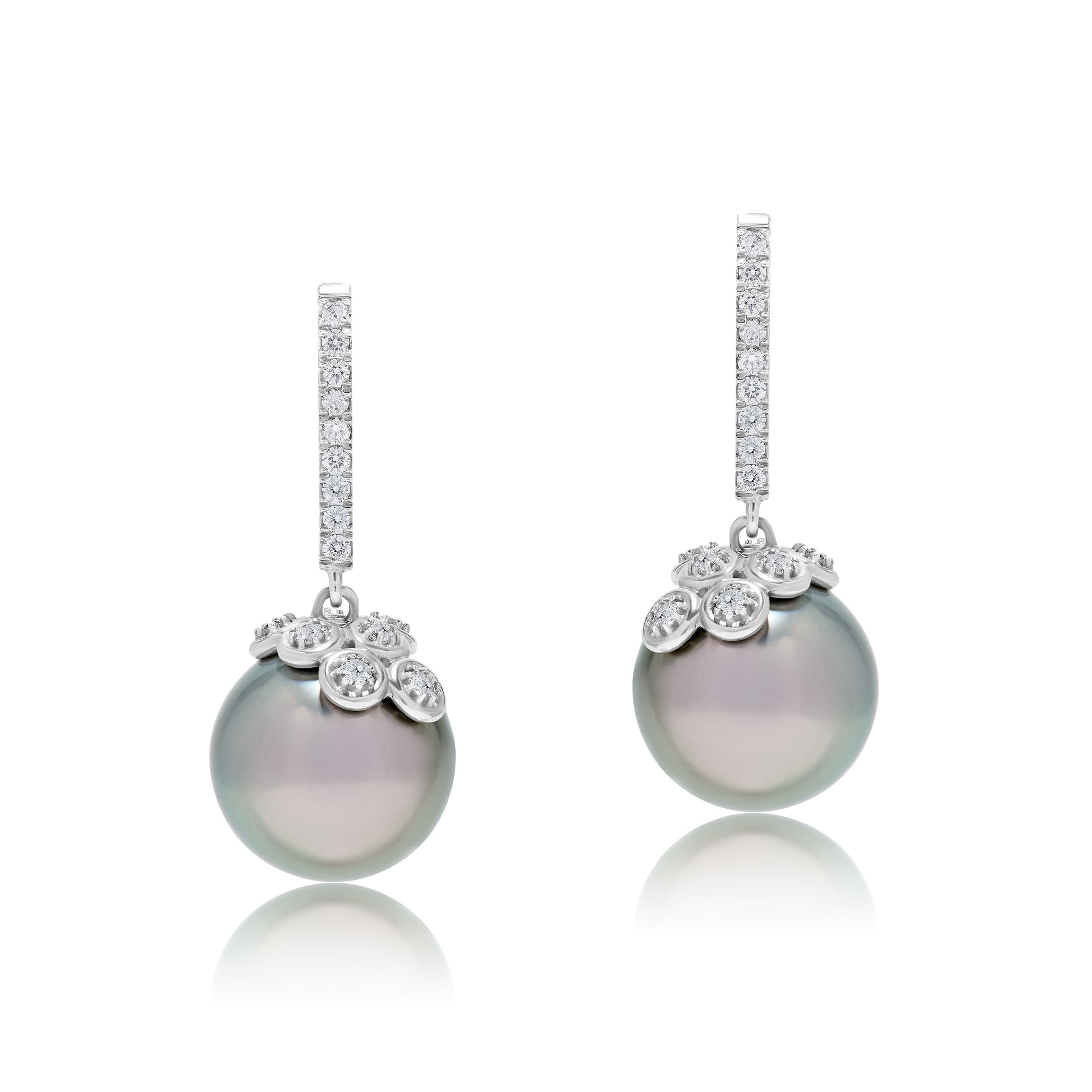 Tahitian Pearl Diamond Drop Earrings-WHITE GOLD-JEWELRYFINE JEWELEARRING-ANDREOLI