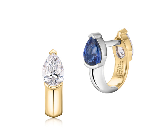 Blue Sapphire Diamond Mood Huggie Earrings-YELLOW GOLD-JEWELRYFINE JEWELEARRING-PHILLIPS HOUSE