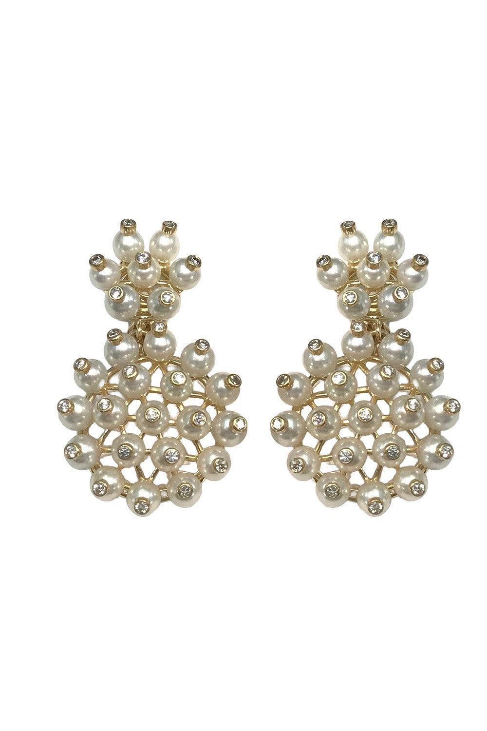 Pearl Diamond Florentina Earrings-YELLOW GOLD-JEWELRYFINE JEWELEARRING-ALETTO BROTHERS