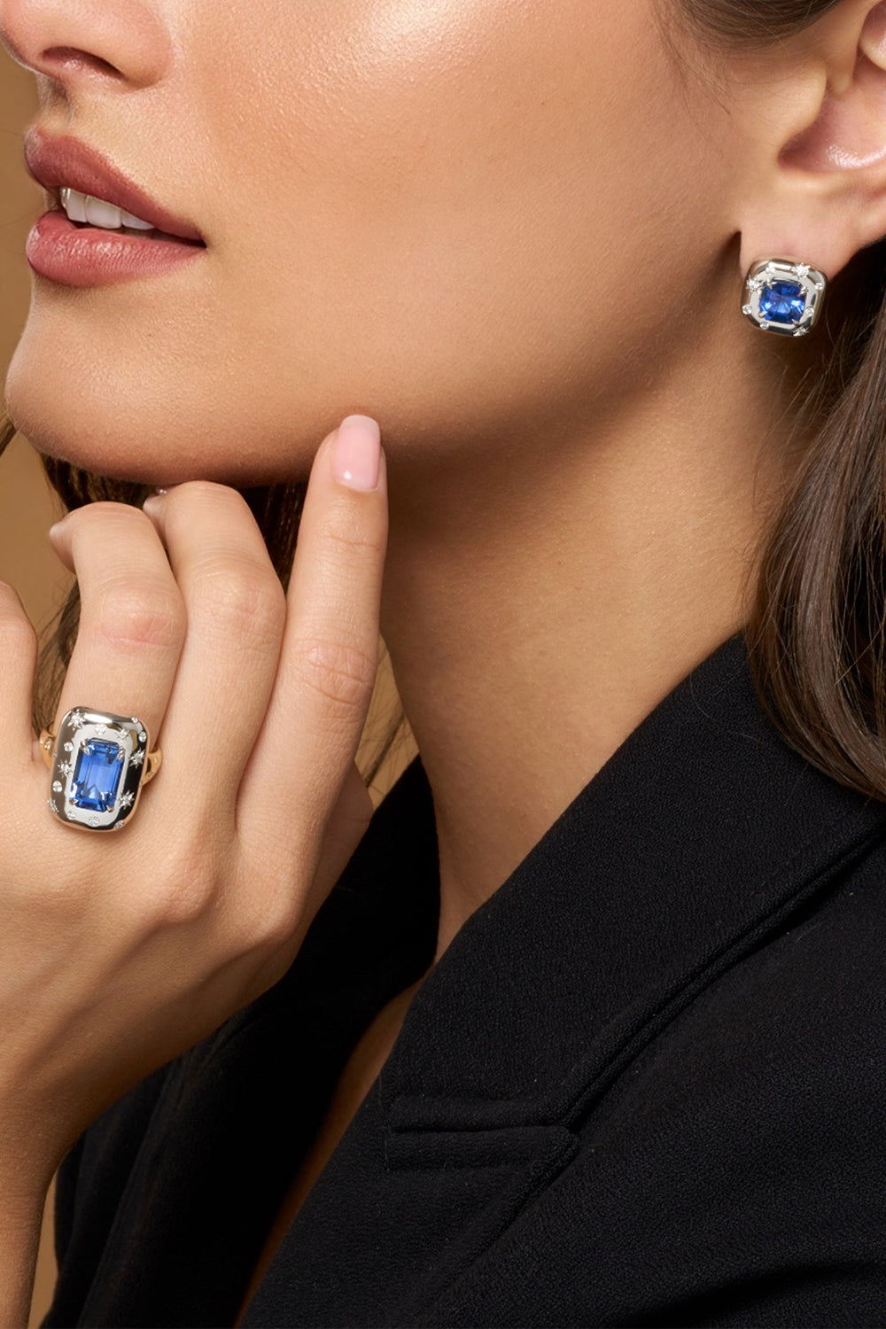 Sapphire Diamond Star Set Ring