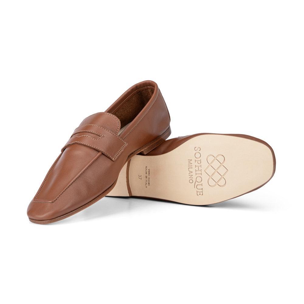 Essenziale Leather Loafer - Latte-BROWN-36-SHOEFLAT SHOE-SOPHIQUE