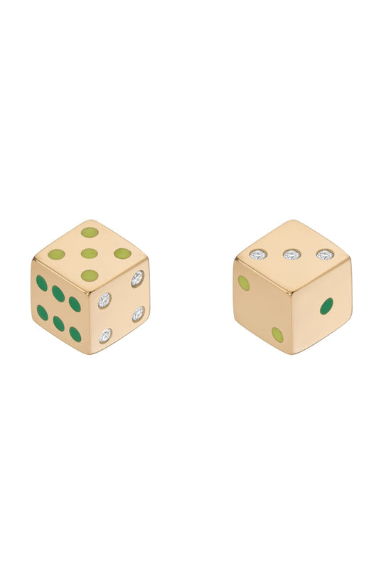 Diamond Green Petite Chance Dice Earrings