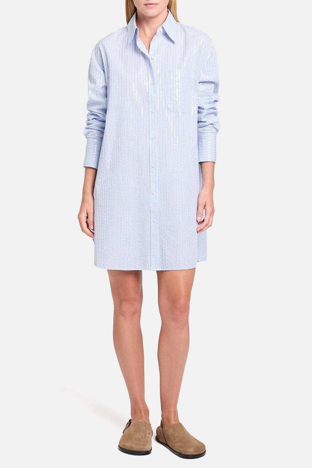 Big Joe Shirt Dress-BLUE-XS-CLOTHINGDRESSCASUAL-TWP
