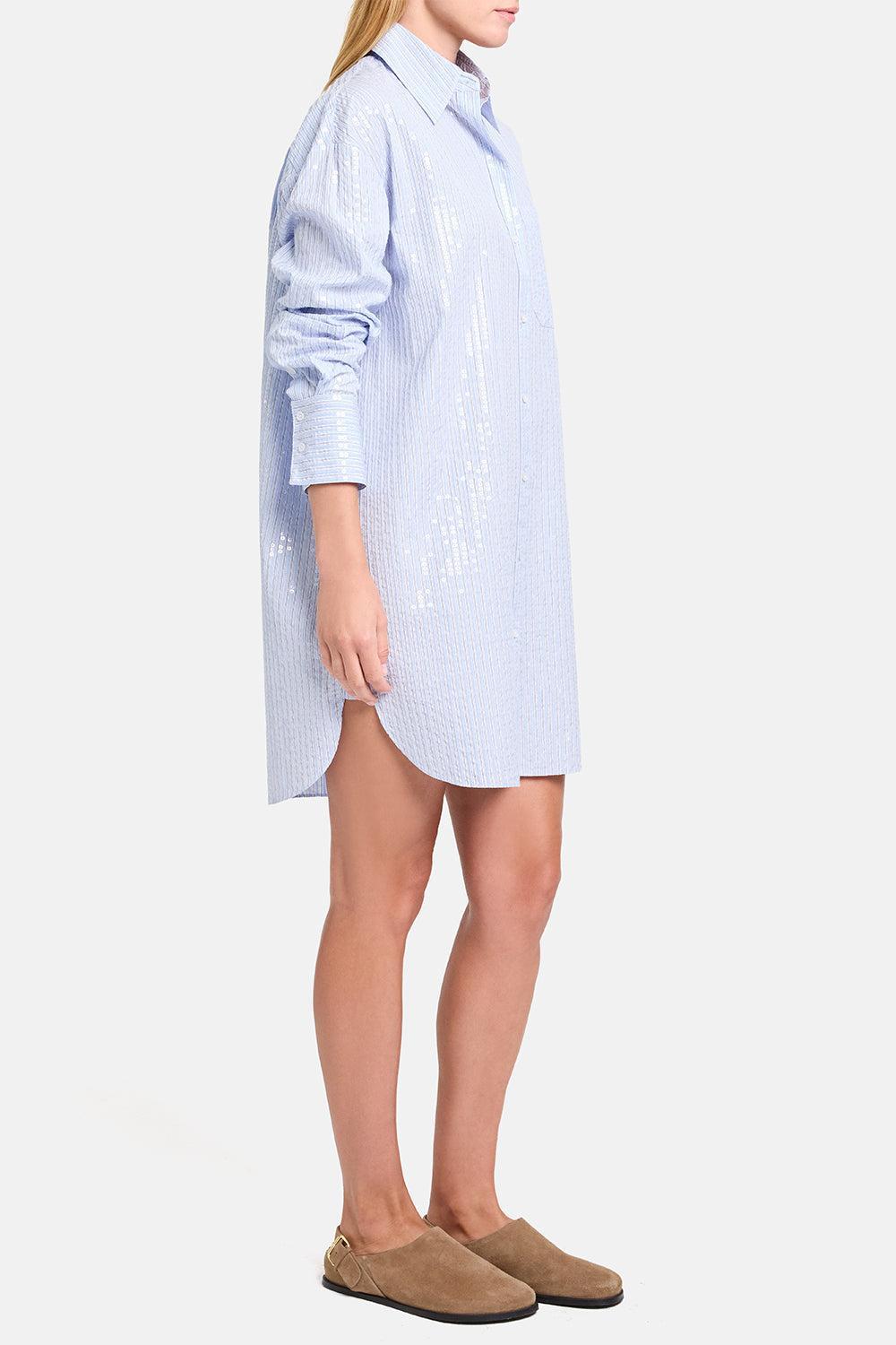 Big Joe Shirt Dress-BLUE-XS-CLOTHINGDRESSCASUAL-TWP