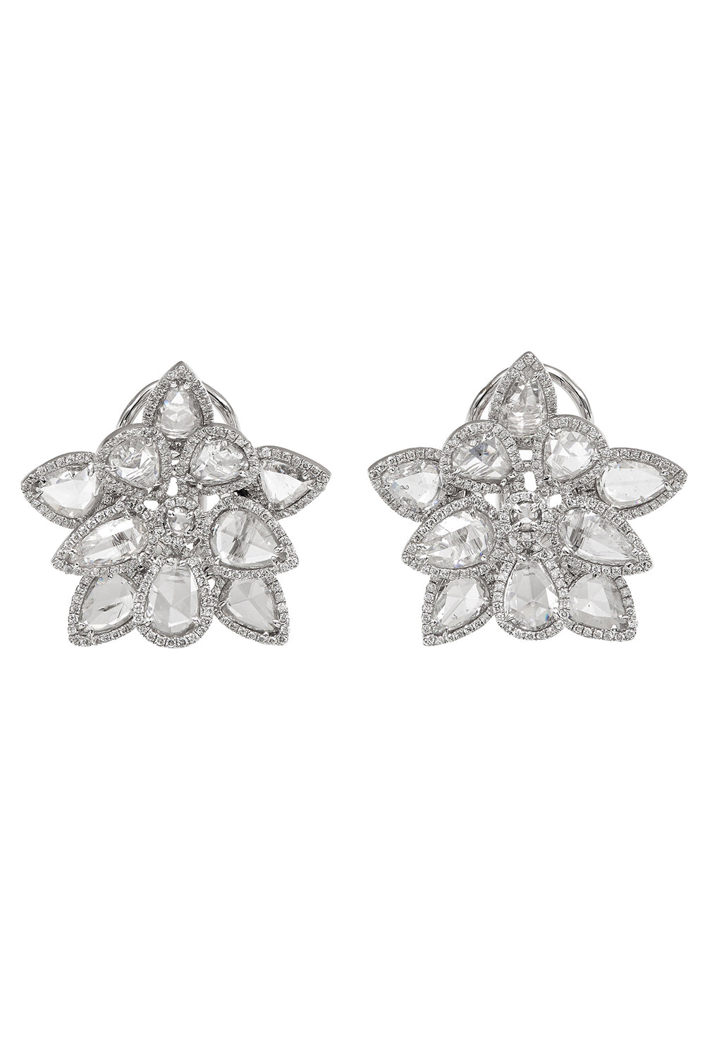 Desert Blooms Rose Cut Diamond Stud Earrings-WHITE GOLD-JEWELRYFINE JEWELEARRING-RUCHI NEW YORK