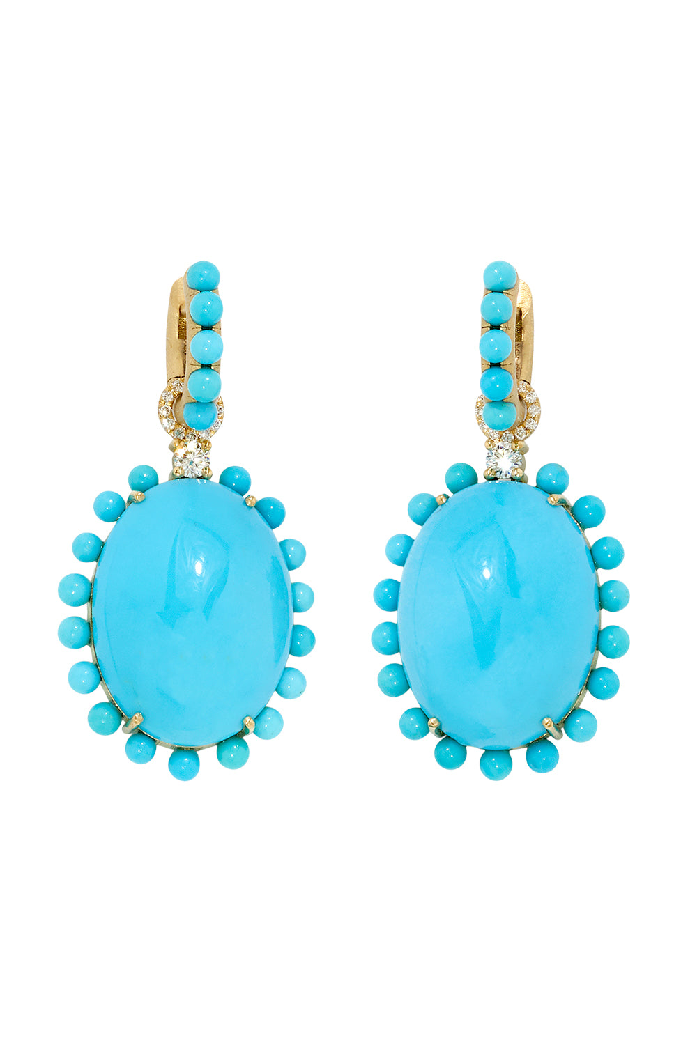 Diamond Turquoise Sphere Drop Earrings