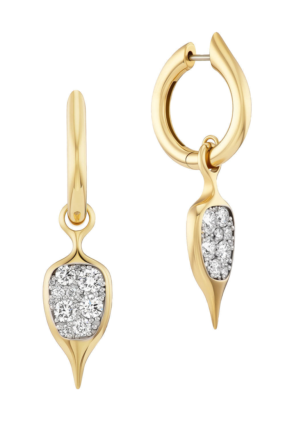 Diamond Thorn Carriage Huggie Earrings