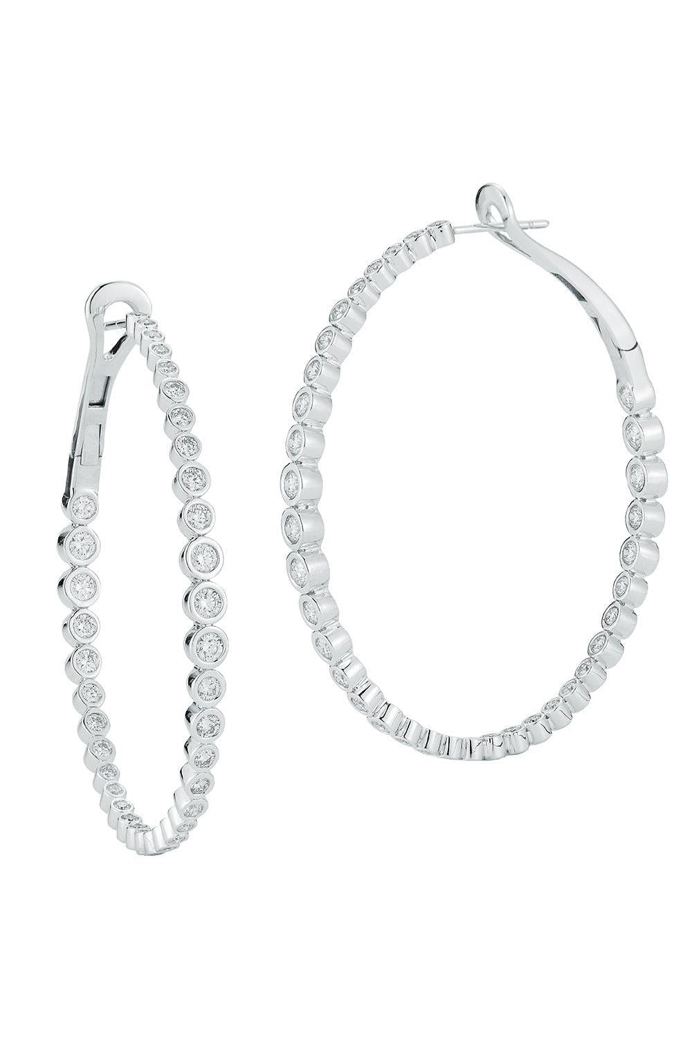 Diamond Bezel WF Classic Oval Hoop Earrings-WHITE GOLD-JEWELRYFINE JEWELEARRING-WALTERS FAITH
