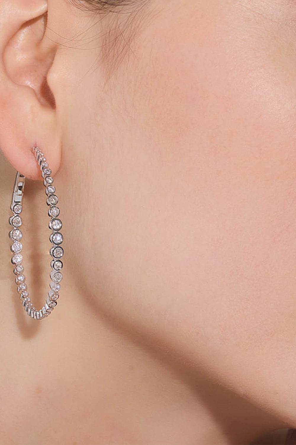 Diamond Bezel WF Classic Oval Hoop Earrings-WHITE GOLD-JEWELRYFINE JEWELEARRING-WALTERS FAITH