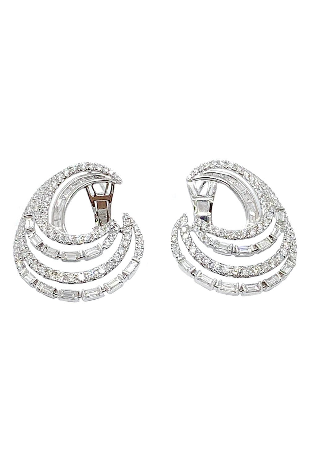 Mixed Diamond Swirl Earrings-WHITE GOLD-JEWELRYFINE JEWELEARRING-ANDREOLI