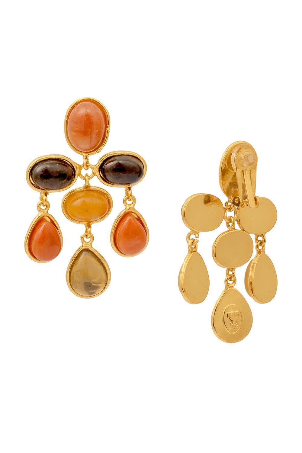 Brown Orange Multi Stone Earrings-YELLOW-JEWELRYBOUTIQUEEARRING-SYLVIA TOLEDANO