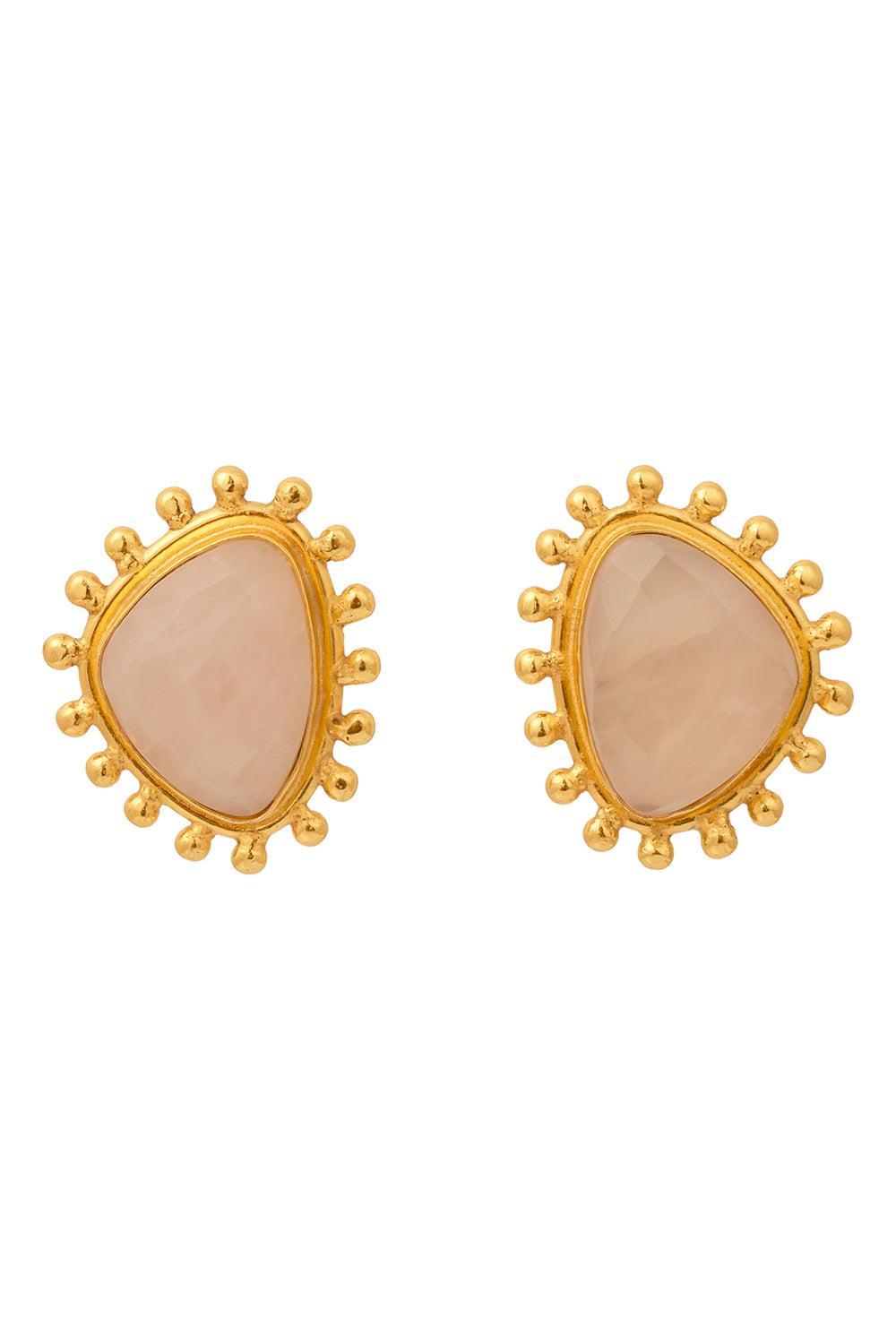 Pink Quartz Dot Earrings-YELLOW-JEWELRYBOUTIQUEEARRING-SYLVIA TOLEDANO