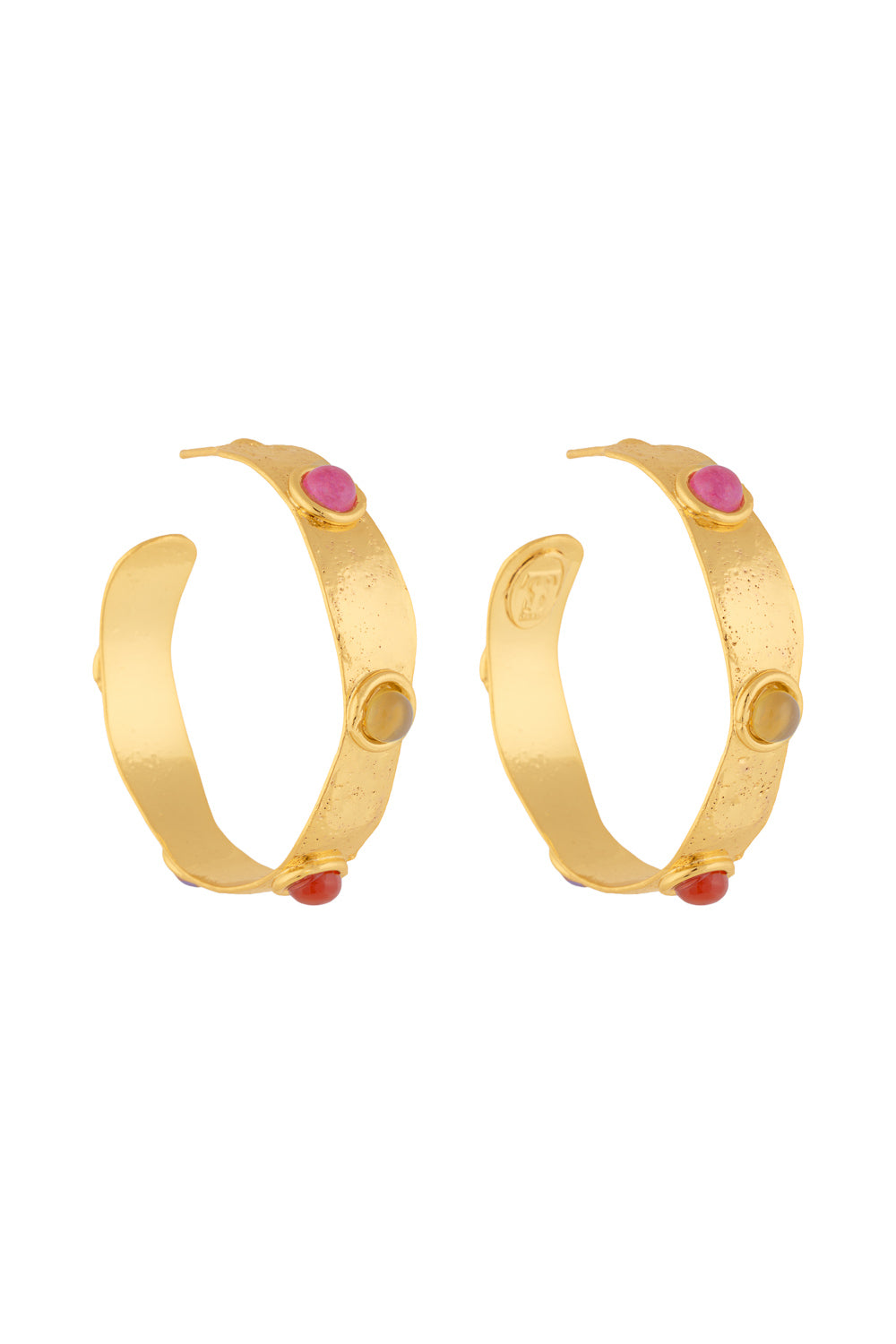 Pink Jasper Carnelian Bianca Summer Hoop Earrings