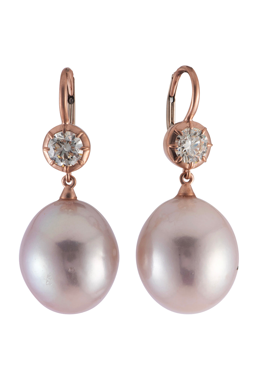 Freshwater Pearl Diamond Earrings