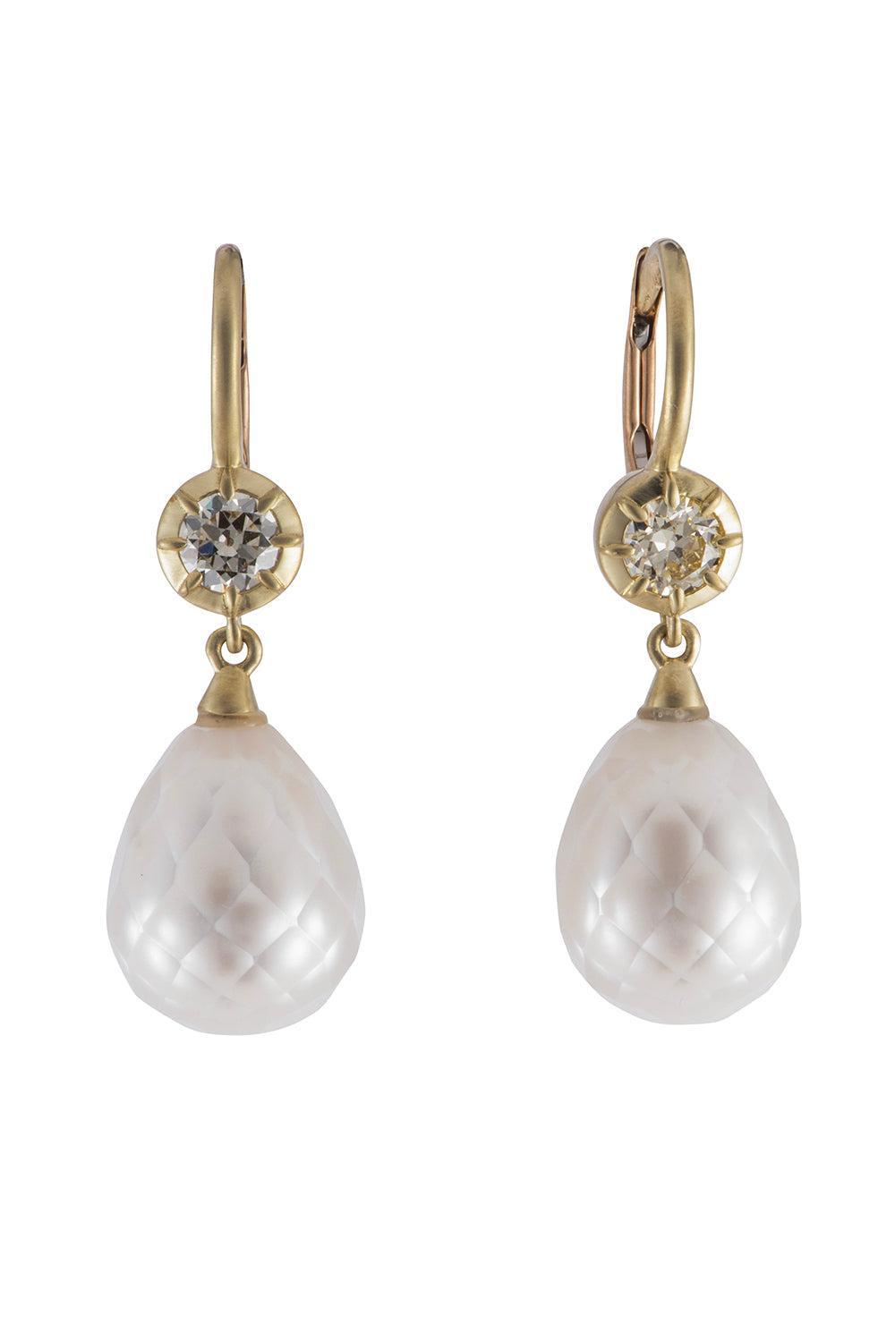 Diamond Pearl Bulb Earrings-YELLOW GOLD-JEWELRYFINE JEWELEARRING-SYLVA & CIE