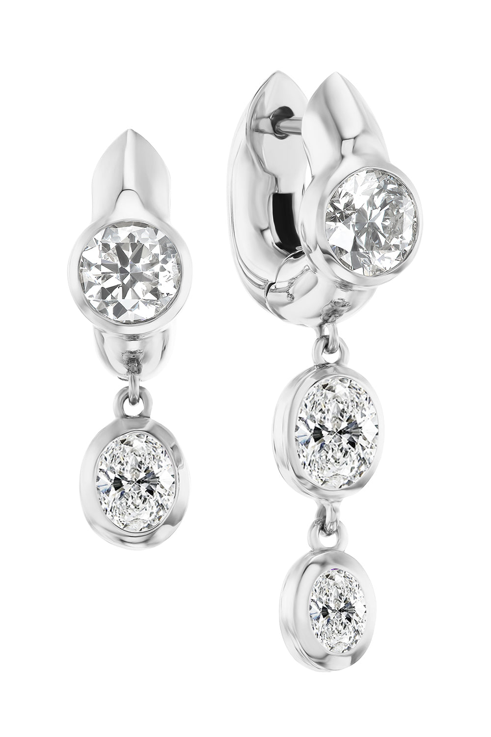 Diamond Tusk Drop Earrings - White Gold