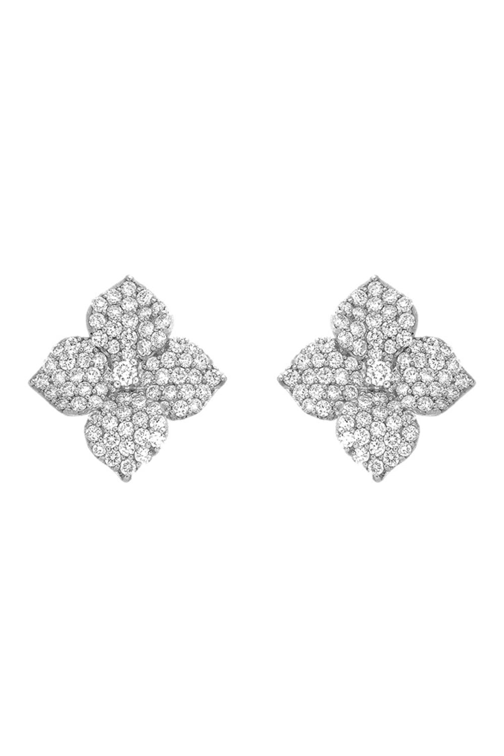 Diamond Small Flower Earrings-YELLOW GOLD-JEWELRYFINE JEWELEARRING-PIRANESI