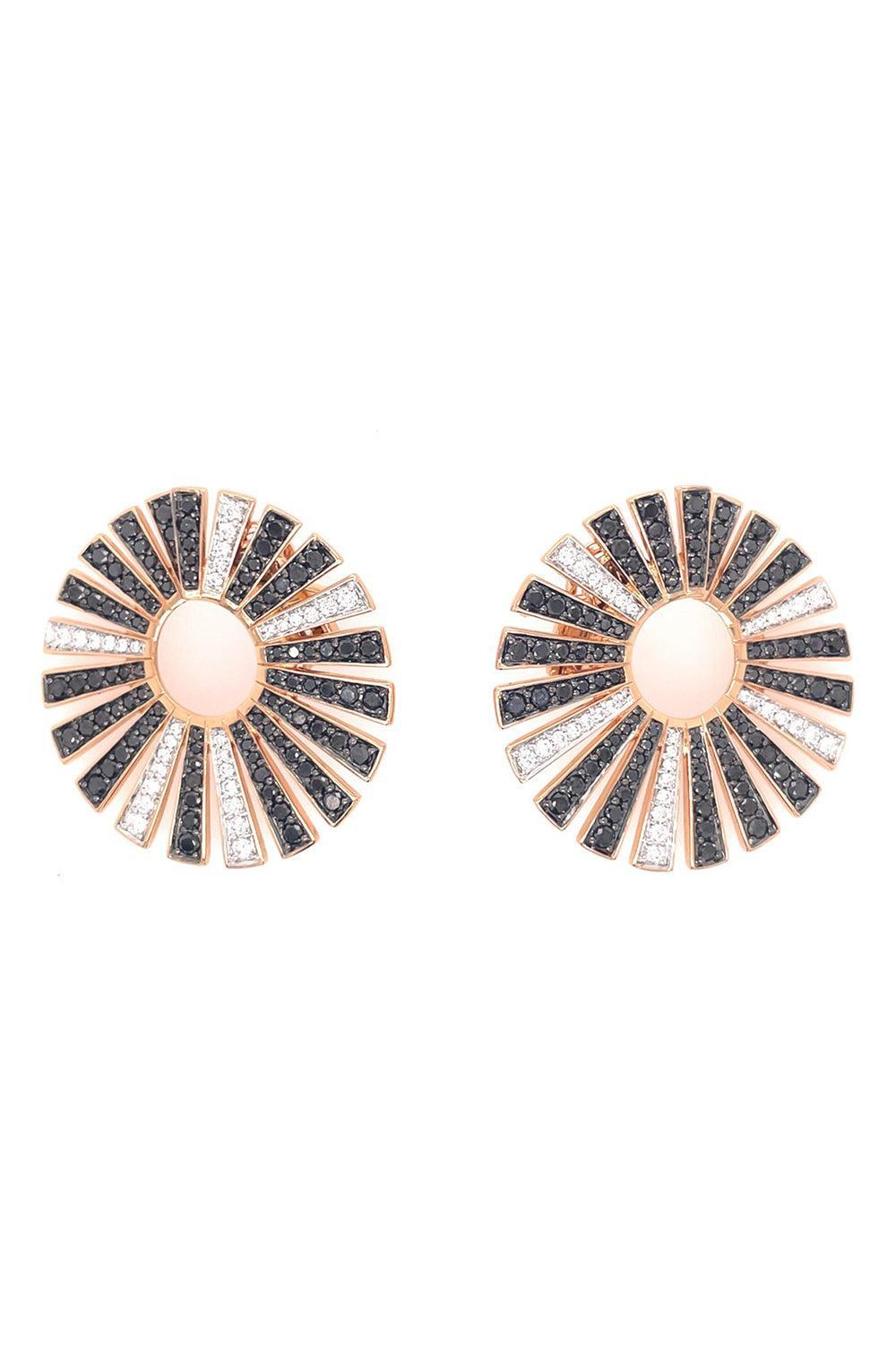 Black White Diamond Fan Earrings-ROSE GOLD-JEWELRYFINE JEWELEARRING-PIRANESI