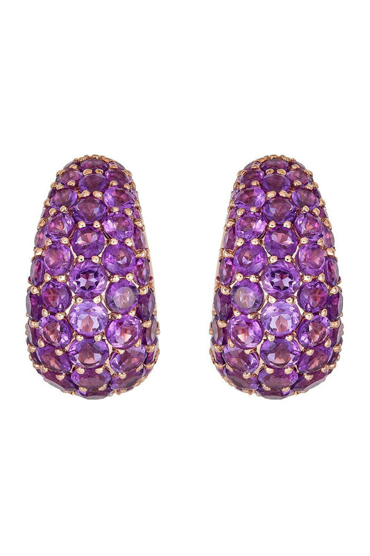 Amethyst Small Hoop Earrings-ROSE GOLD-JEWELRYFINE JEWELEARRING-PIRANESI