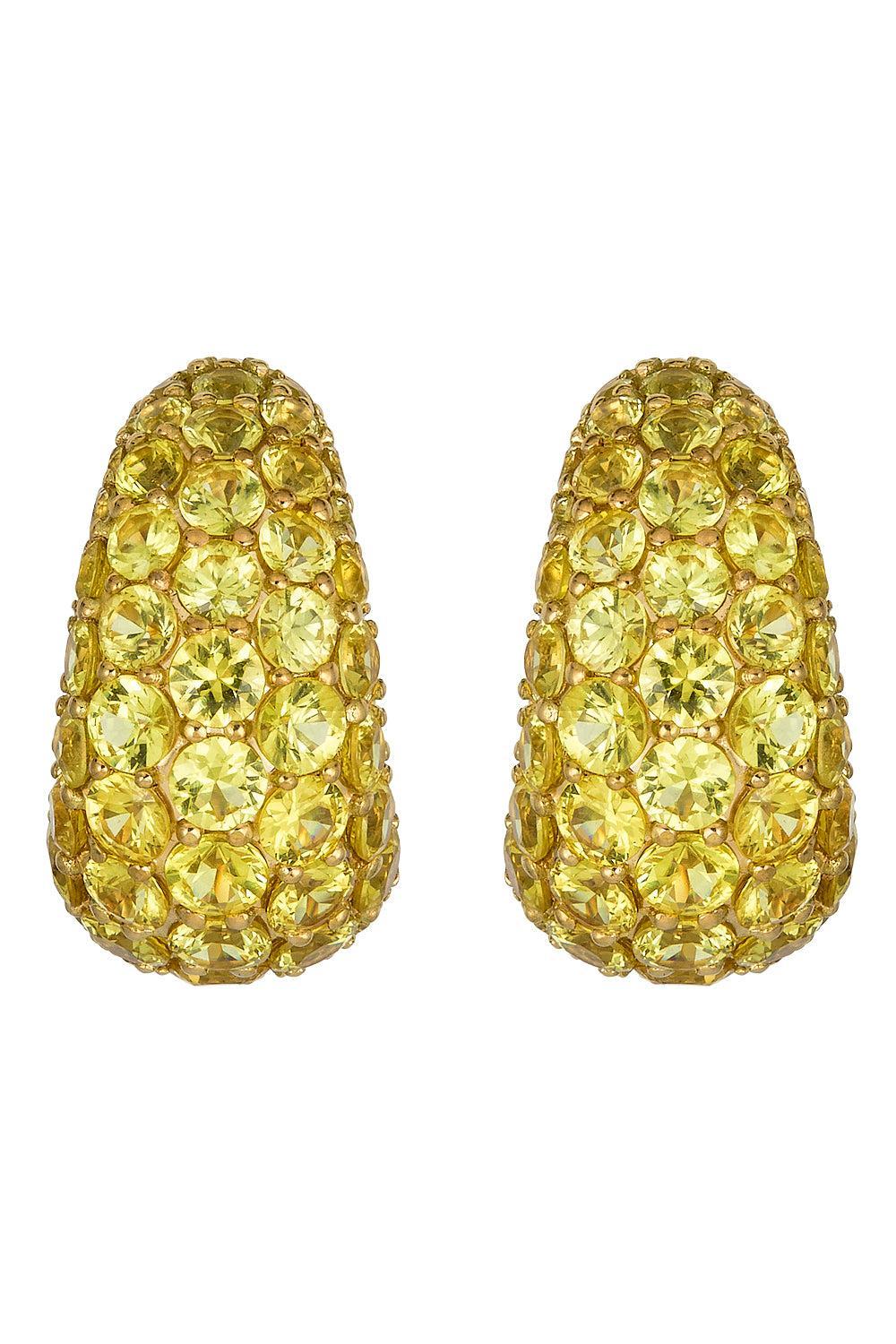 Yellow Sapphire Hoop Earrings-YELLOW GOLD-JEWELRYFINE JEWELEARRING-PIRANESI