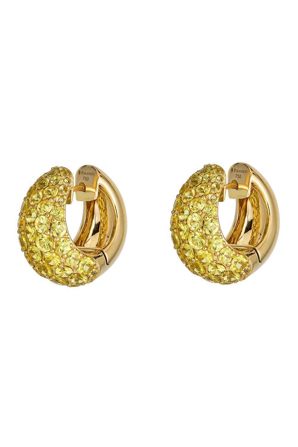 Yellow Sapphire Hoop Earrings-YELLOW GOLD-JEWELRYFINE JEWELEARRING-PIRANESI