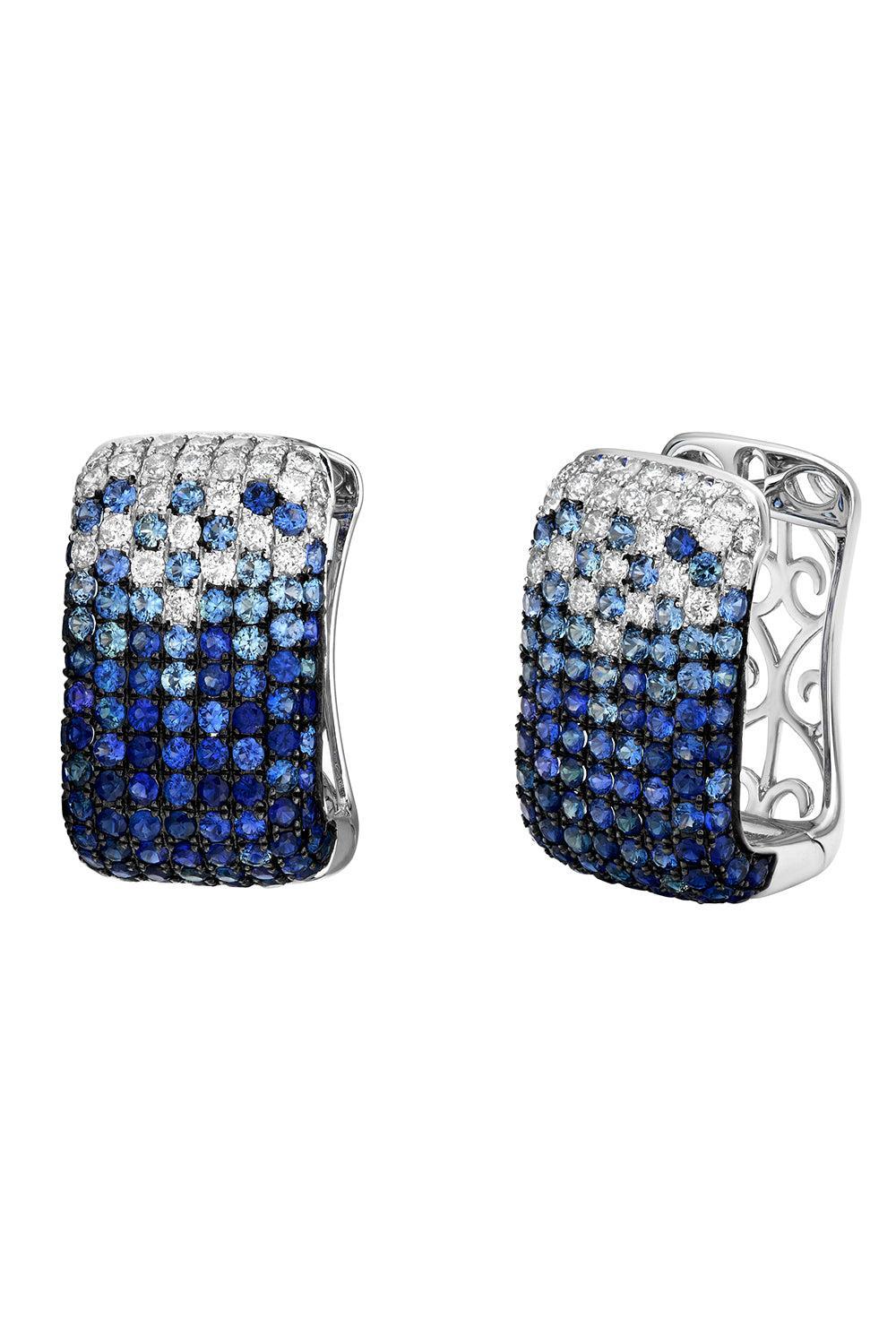 Blue Sapphire Diamond Ombre Earrings-WHITE GOLD-JEWELRYFINE JEWELEARRING-RUCHI NEW YORK