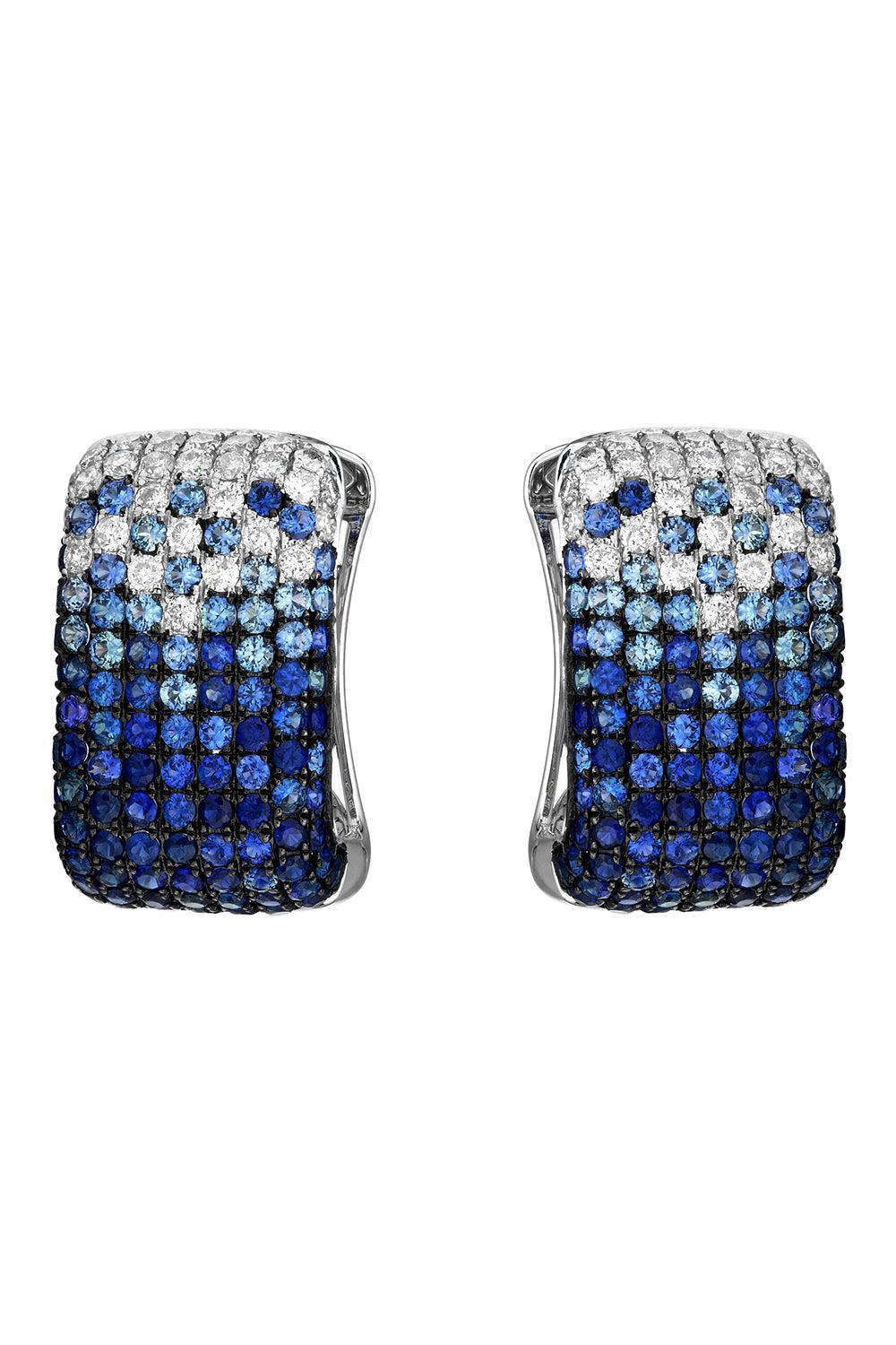 Blue Sapphire Diamond Ombre Earrings-WHITE GOLD-JEWELRYFINE JEWELEARRING-RUCHI NEW YORK