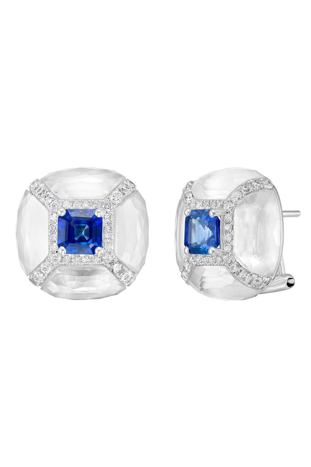 Blue Sapphire Diamond Crystal Earrings-WHITE GOLD-JEWELRYFINE JEWELEARRING-RUCHI NEW YORK