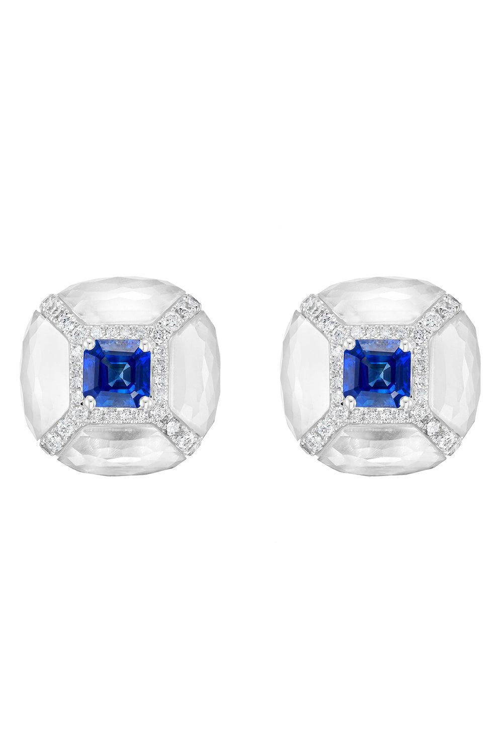 Blue Sapphire Diamond Crystal Earrings-WHITE GOLD-JEWELRYFINE JEWELEARRING-RUCHI NEW YORK