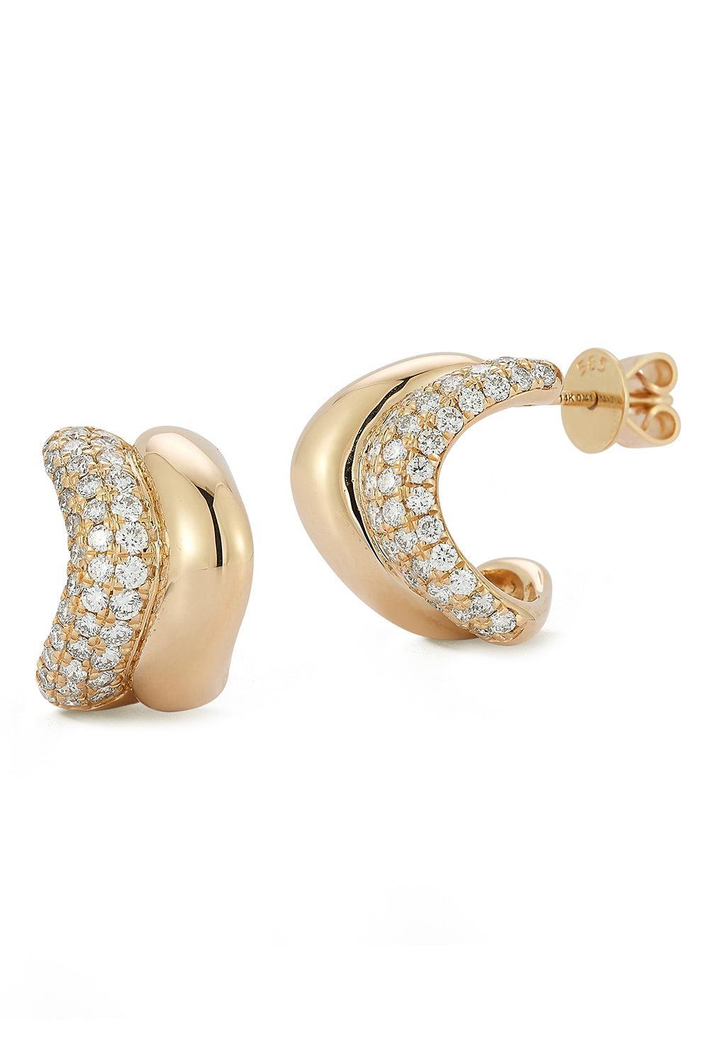 Diamond Cynthia Rose Huggie Earrings-YELLOW GOLD-JEWELRYFINE JEWELEARRING-DANA REBECCA DESIGNS