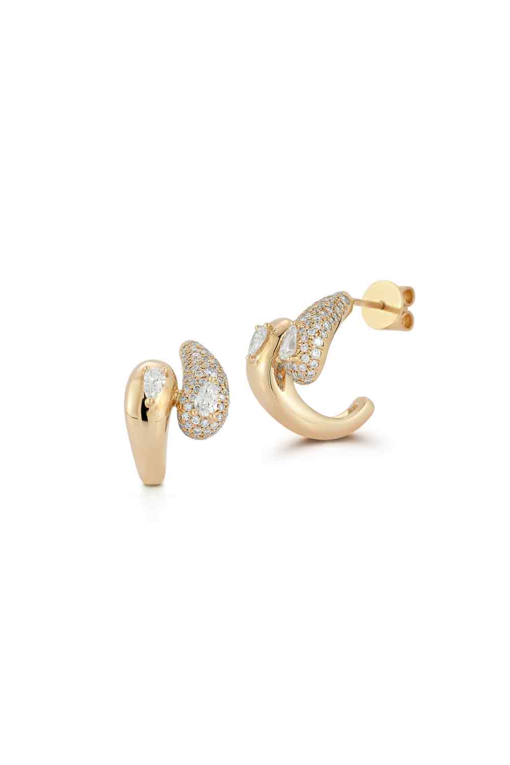 Diamond Taylor Elaine Bypass Hoop Earrings-YELLOW GOLD-JEWELRYFINE JEWELEARRING-DANA REBECCA DESIGNS